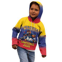 Custom Venezuela Baseball Campeones 2026 Kid Hoodie Turpial Mascot Champion Pride