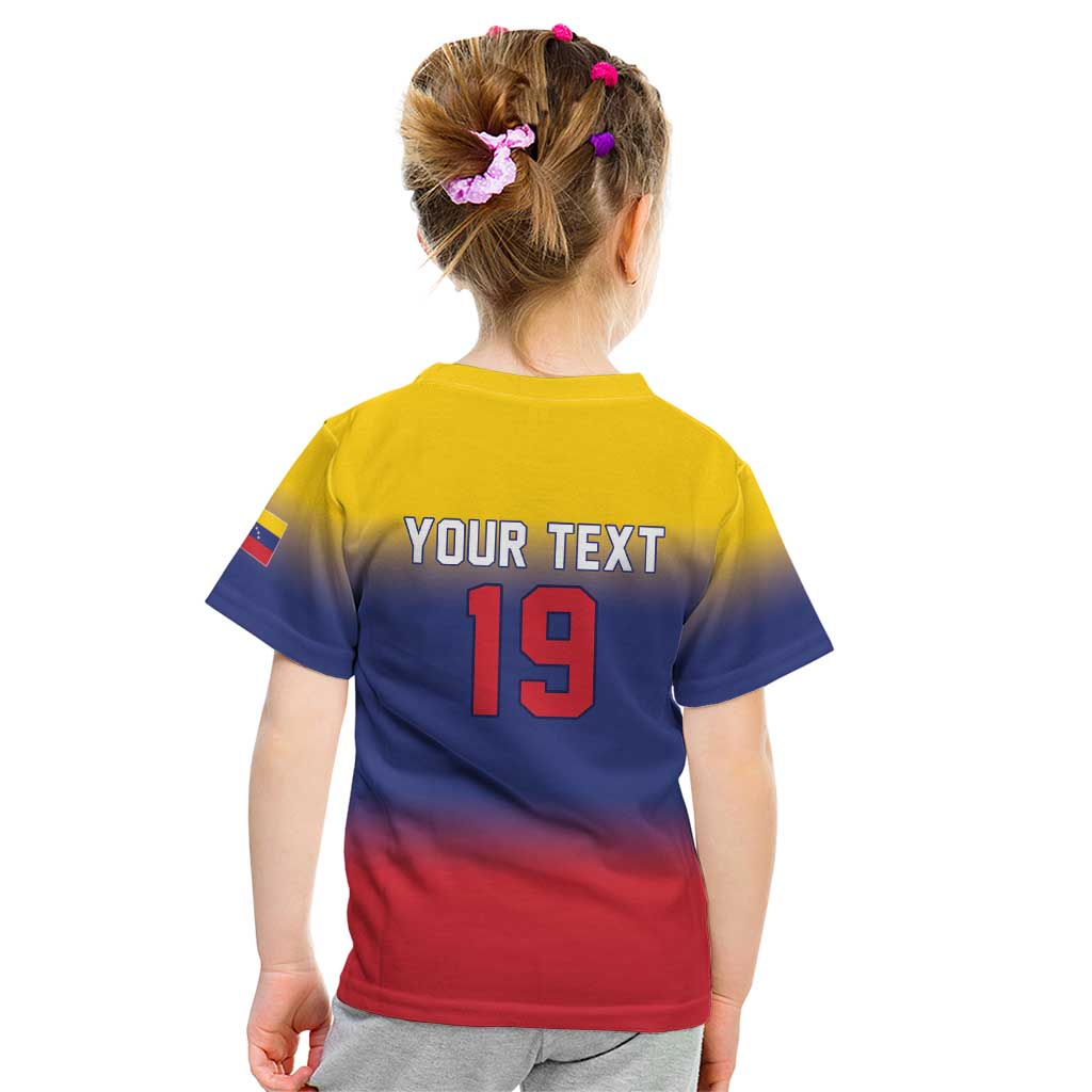 Custom Venezuela Baseball Campeones 2026 Kid T Shirt Turpial Mascot Champion Pride