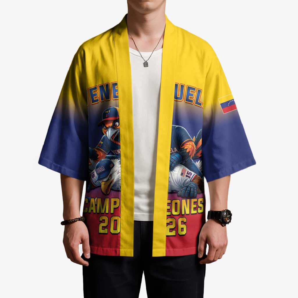 Custom Venezuela Baseball Campeones 2026 Kimono Turpial Mascot Champion Pride