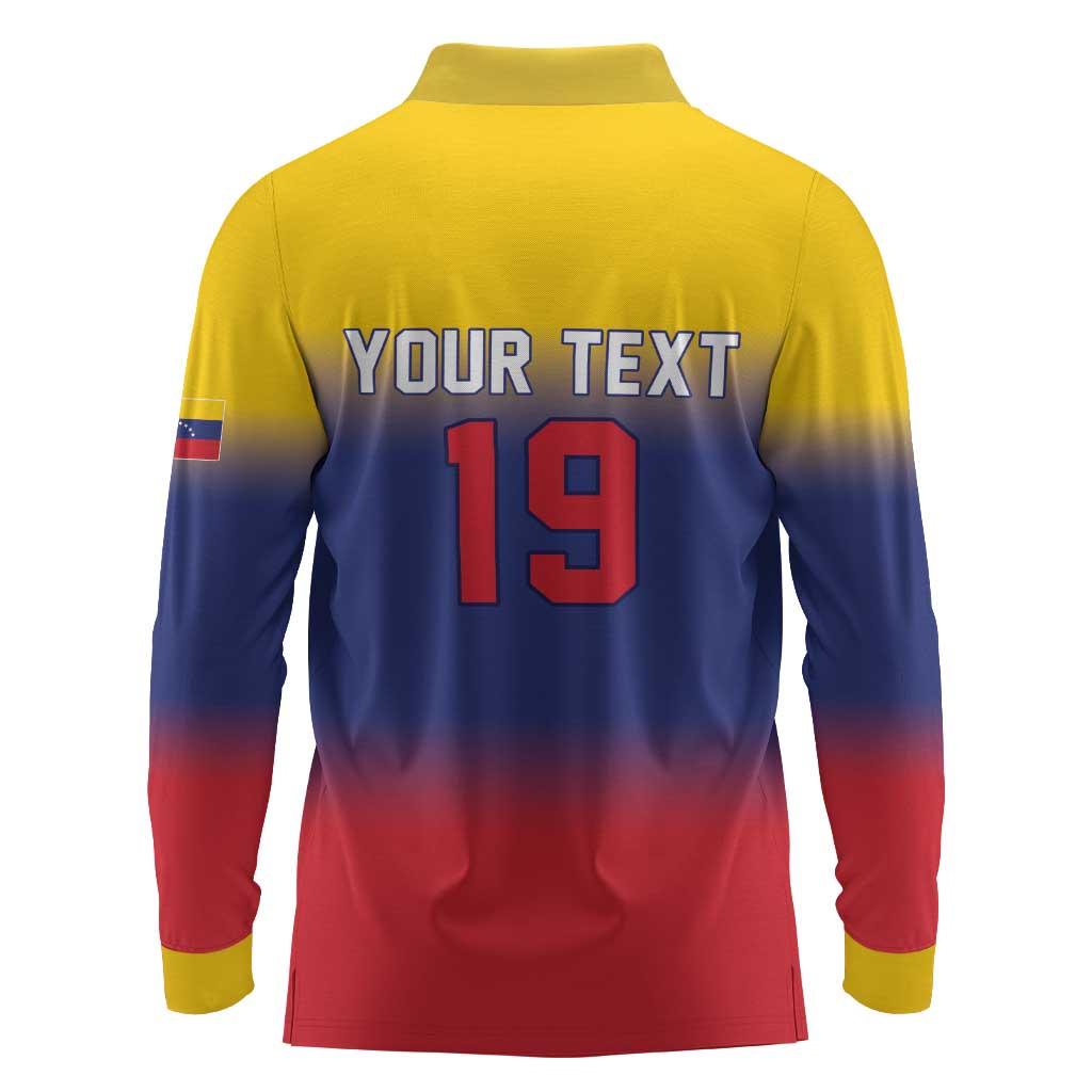 Custom Venezuela Baseball Campeones 2026 Long Sleeve Polo Shirt Turpial Mascot Champion Pride