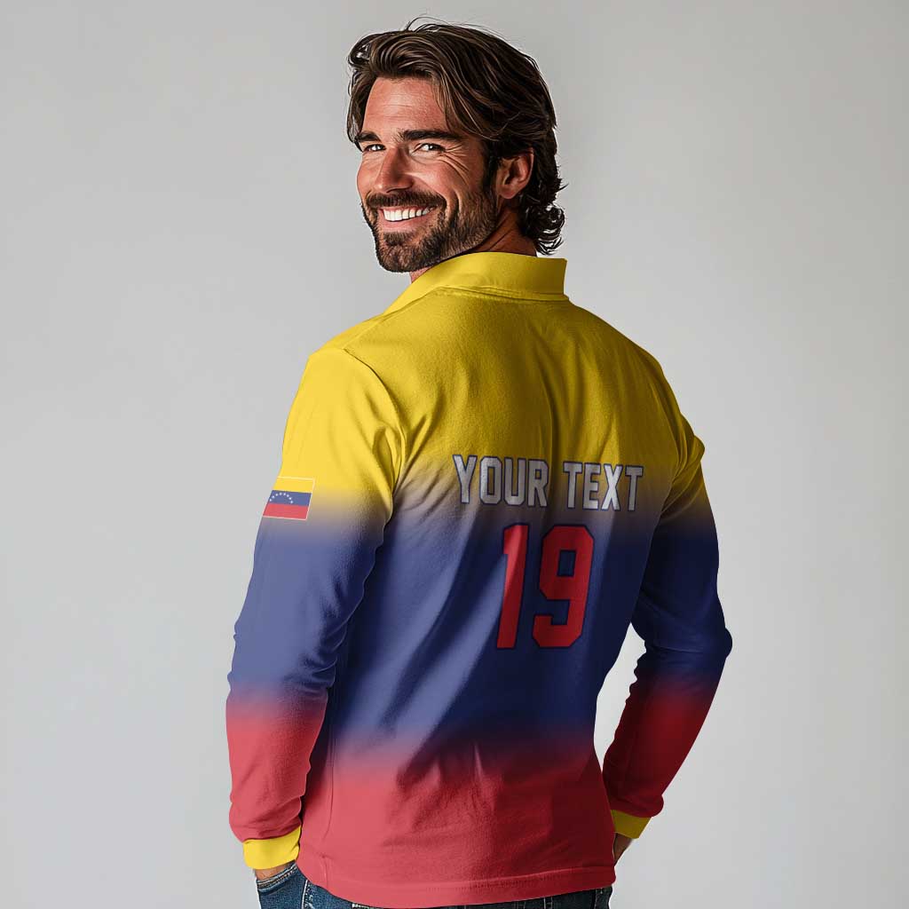 Custom Venezuela Baseball Campeones 2026 Long Sleeve Polo Shirt Turpial Mascot Champion Pride