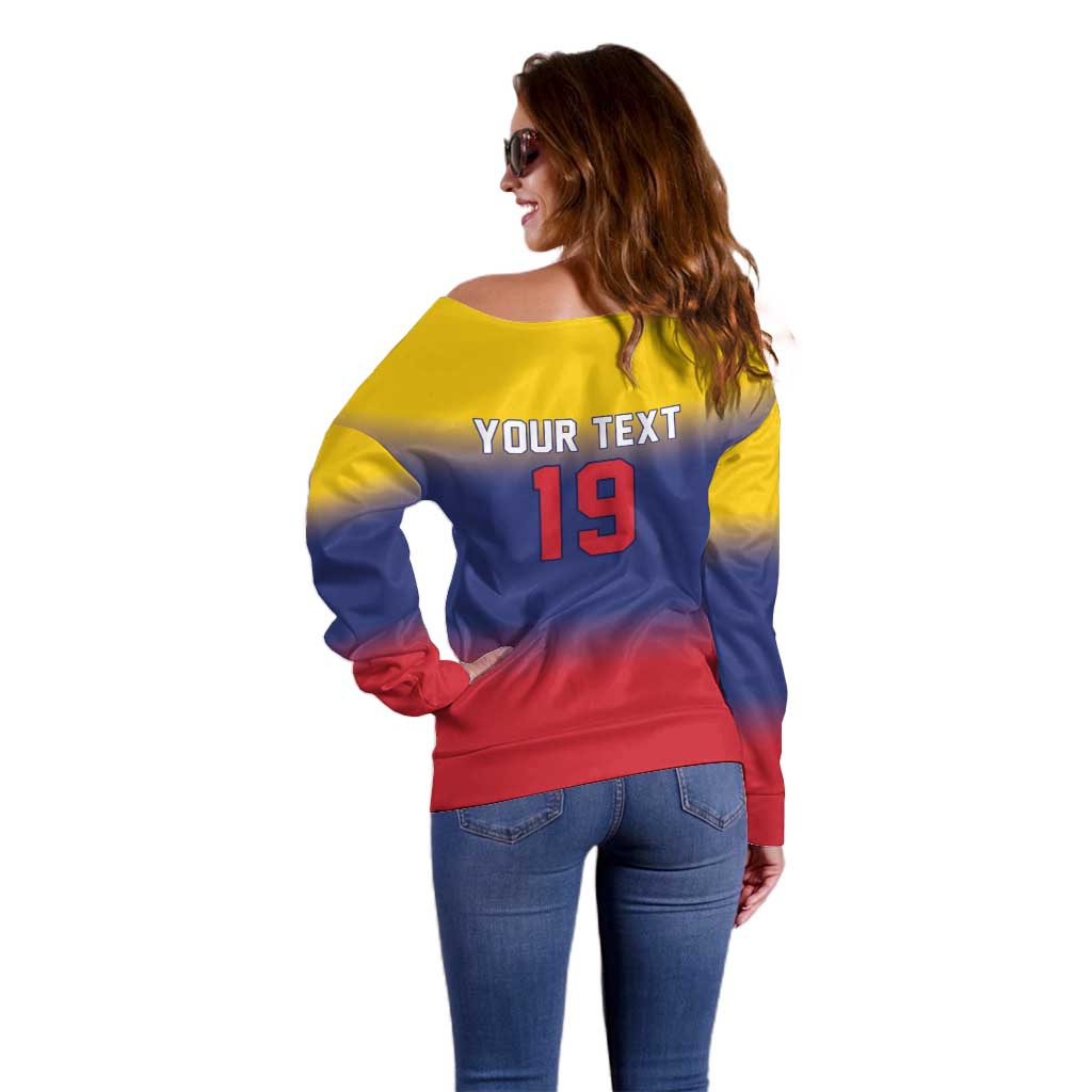 Custom Venezuela Baseball Campeones 2026 Off Shoulder Sweater Turpial Mascot Champion Pride