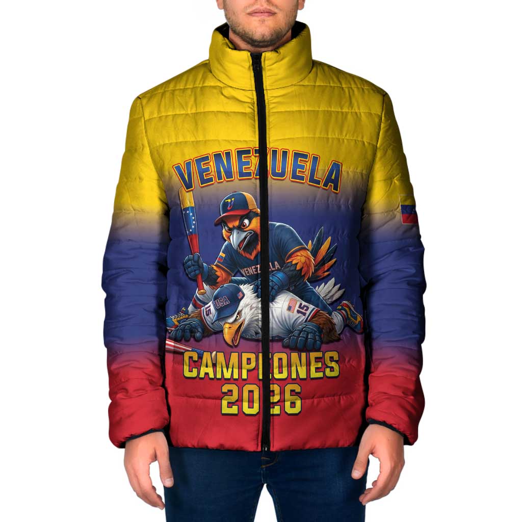 Custom Venezuela Baseball Campeones 2026 Padded Jacket Turpial Mascot Champion Pride