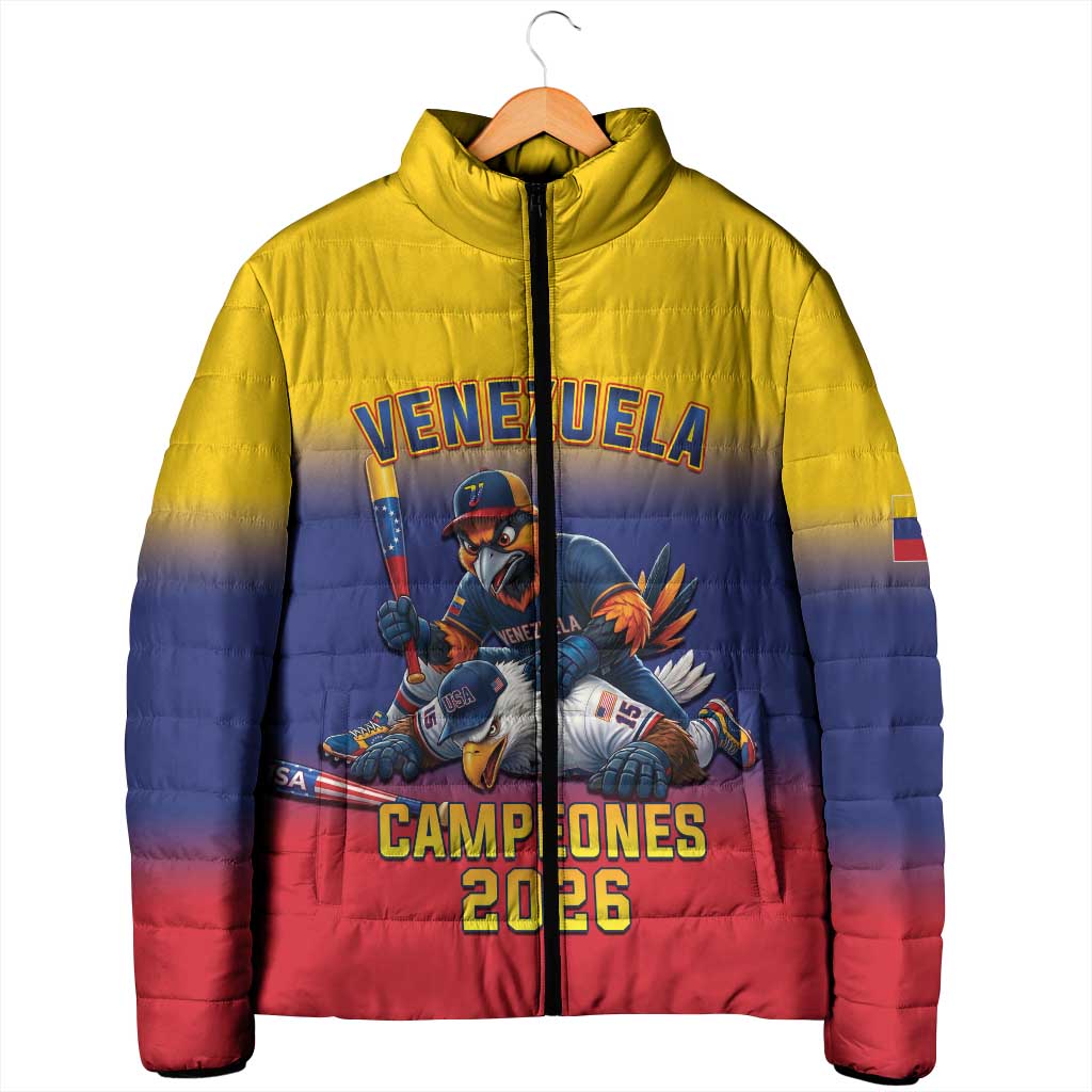 Custom Venezuela Baseball Campeones 2026 Padded Jacket Turpial Mascot Champion Pride