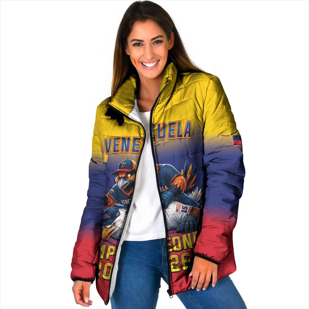 Custom Venezuela Baseball Campeones 2026 Padded Jacket Turpial Mascot Champion Pride