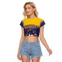 Custom Venezuela Baseball Campeones 2026 Raglan Cropped T Shirt Turpial Mascot Champion Pride
