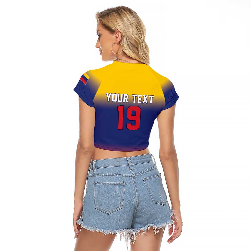 Custom Venezuela Baseball Campeones 2026 Raglan Cropped T Shirt Turpial Mascot Champion Pride