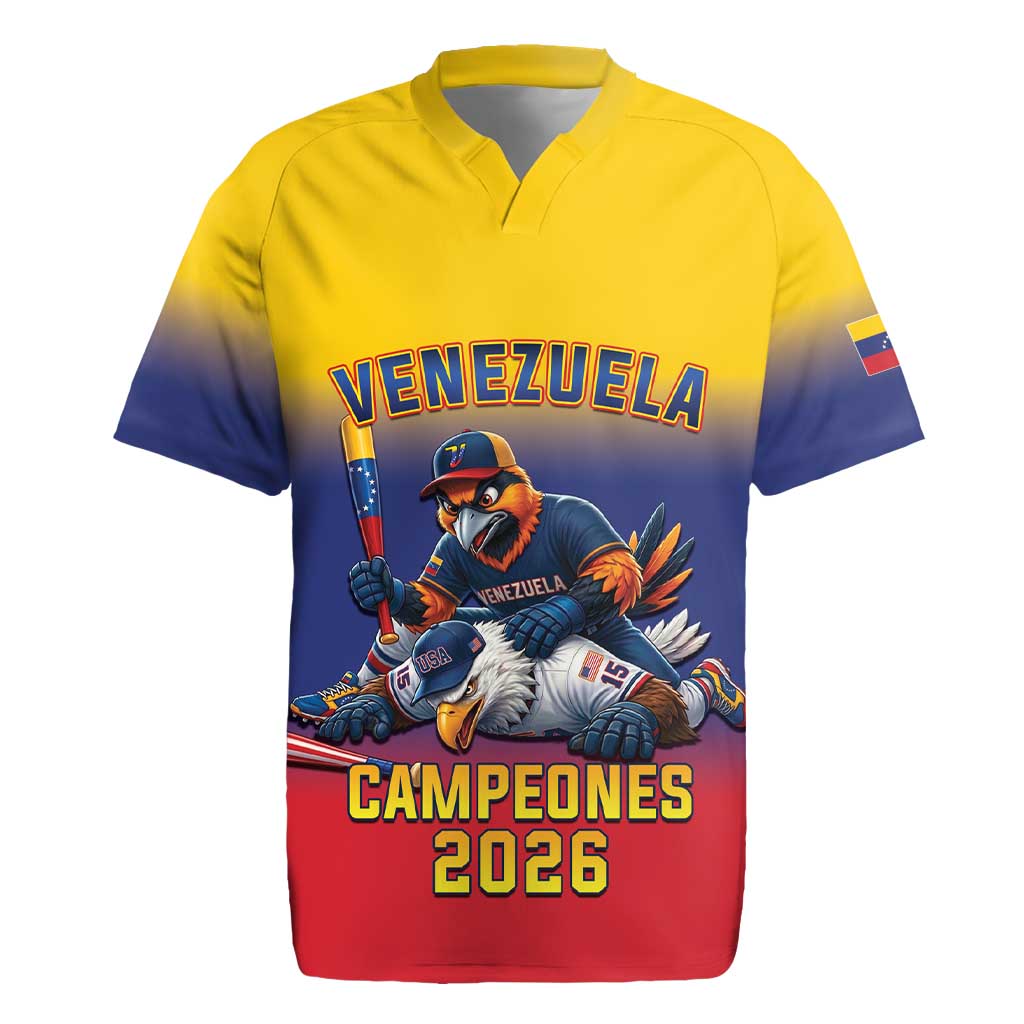 Custom Venezuela Baseball Campeones 2026 Rugby Jersey Turpial Mascot Champion Pride