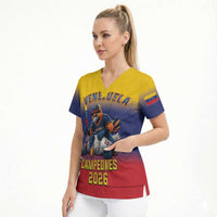Custom Venezuela Baseball Campeones 2026 Scrub Top Turpial Mascot Champion Pride