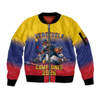 Custom Venezuela Baseball Campeones 2026 Sleeve Zip Bomber Jacket Turpial Mascot Champion Pride