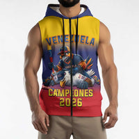 Custom Venezuela Baseball Campeones 2026 Sleeveless Zip Hoodie Turpial Mascot Champion Pride