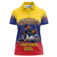 Custom Venezuela Baseball Campeones 2026 Women Polo Shirt Turpial Mascot Champion Pride