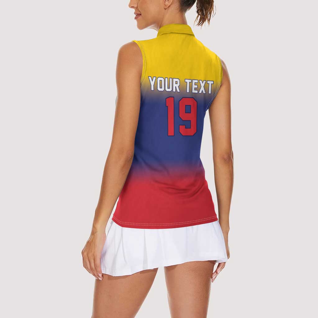 Custom Venezuela Baseball Campeones 2026 Women Sleeveless Polo Shirt Turpial Mascot Champion Pride