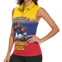 Custom Venezuela Baseball Campeones 2026 Women Sleeveless Polo Shirt Turpial Mascot Champion Pride