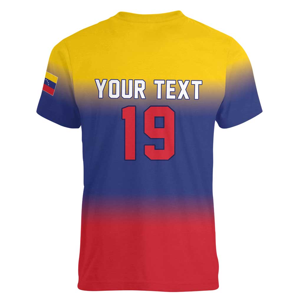 Custom Venezuela Baseball Campeones 2026 Women V-Neck T-Shirt Turpial Mascot Champion Pride