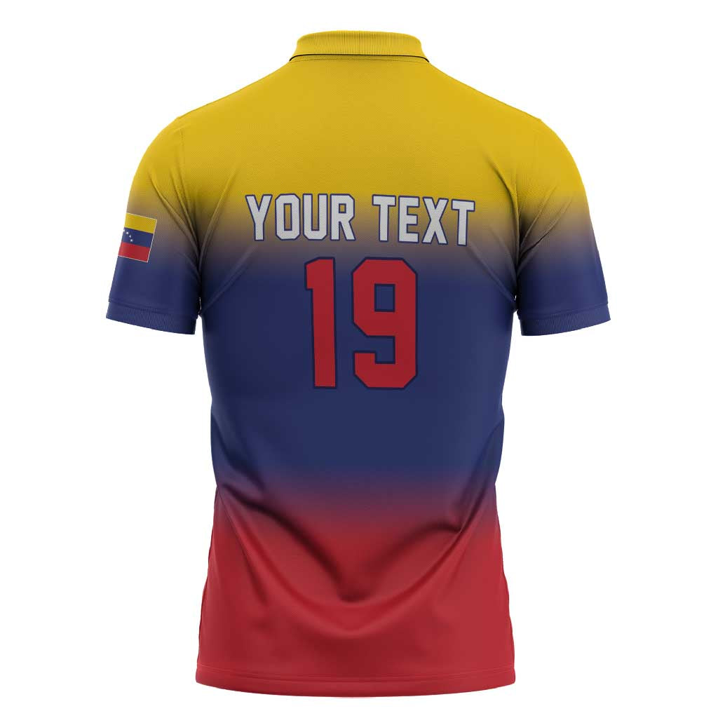 Custom Venezuela Baseball Campeones 2026 Zipper Polo Shirt Turpial Mascot Champion Pride