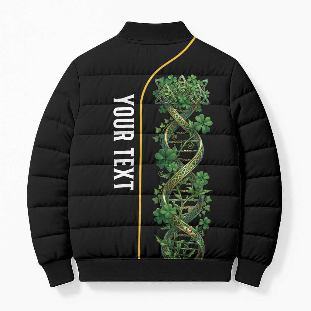 Personalized Irish Shamrock DNA Bomber Puffer Jacket It's In My DNA Pride Art