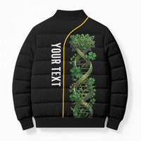 Personalized Irish Shamrock DNA Bomber Puffer Jacket It's In My DNA Pride Art