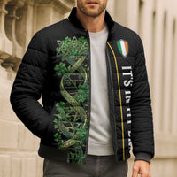 Personalized Irish Shamrock DNA Bomber Puffer Jacket It's In My DNA Pride Art