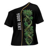 Personalized Irish Shamrock DNA Cross Shoulder Shirt It's In My DNA Pride Art