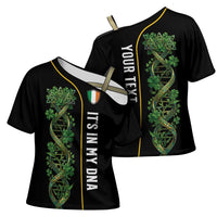Personalized Irish Shamrock DNA Cross Shoulder Shirt It's In My DNA Pride Art