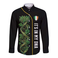 Personalized Irish Shamrock DNA Long Sleeve Button Shirt It's In My DNA Pride Art