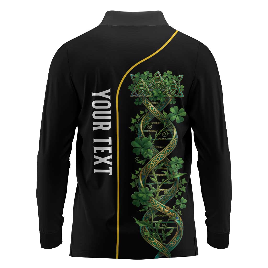 Personalized Irish Shamrock DNA Long Sleeve Polo Shirt It's In My DNA Pride Art