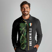 Personalized Irish Shamrock DNA Long Sleeve Polo Shirt It's In My DNA Pride Art