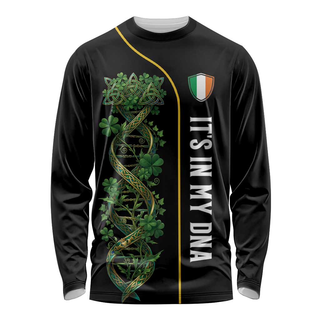 Personalized Irish Shamrock DNA Long Sleeve Shirt It's In My DNA Pride Art