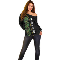 Personalized Irish Shamrock DNA Off Shoulder Sweater It's In My DNA Pride Art