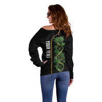 Personalized Irish Shamrock DNA Off Shoulder Sweater It's In My DNA Pride Art