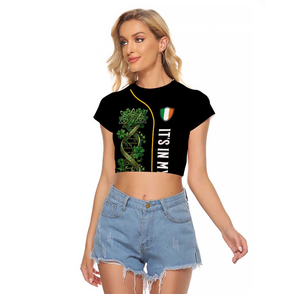 Personalized Irish Shamrock DNA Raglan Cropped T Shirt It's In My DNA Pride Art