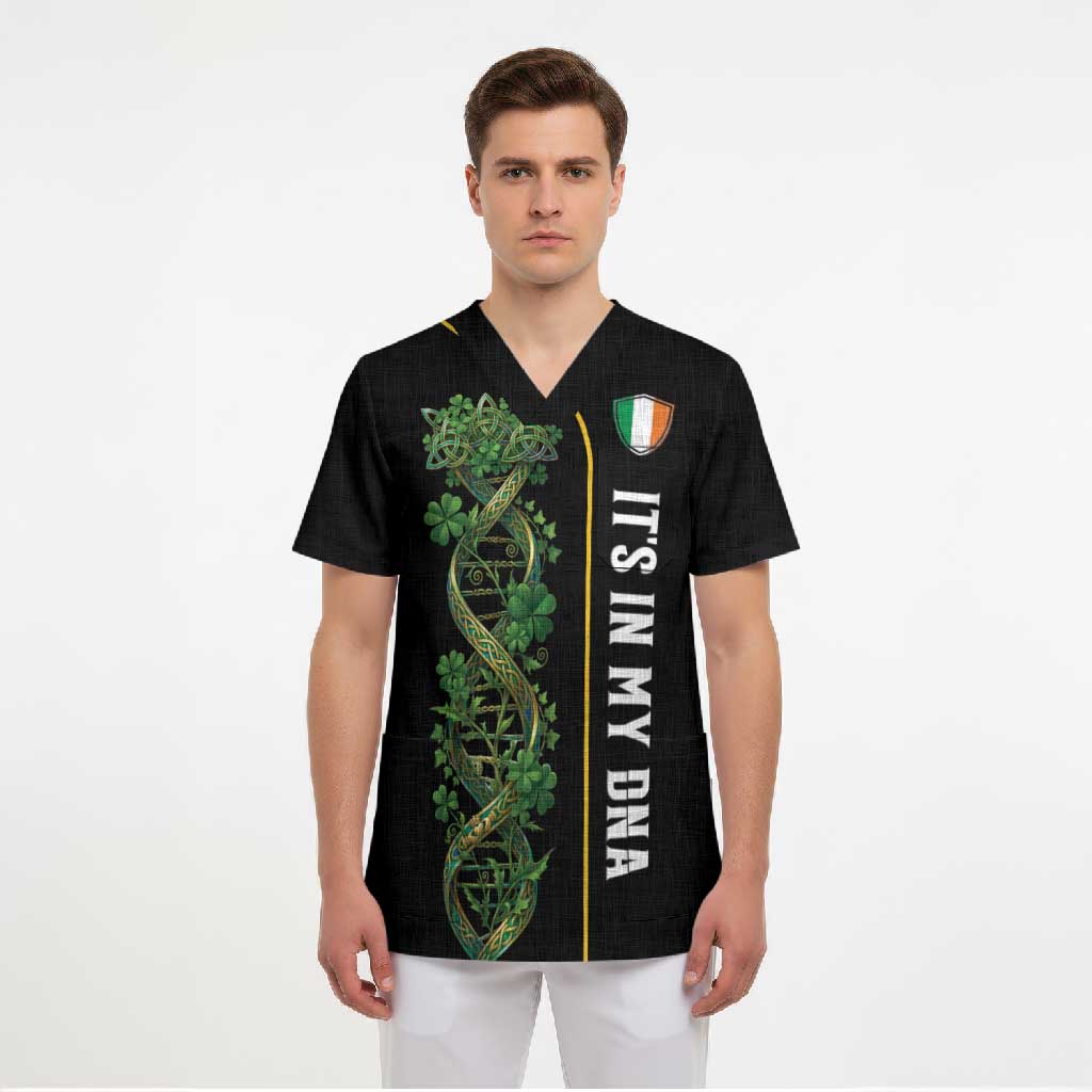 Personalized Irish Shamrock DNA Scrub Top It's In My DNA Pride Art