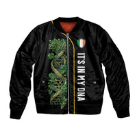 Personalized Irish Shamrock DNA Sleeve Zip Bomber Jacket It's In My DNA Pride Art