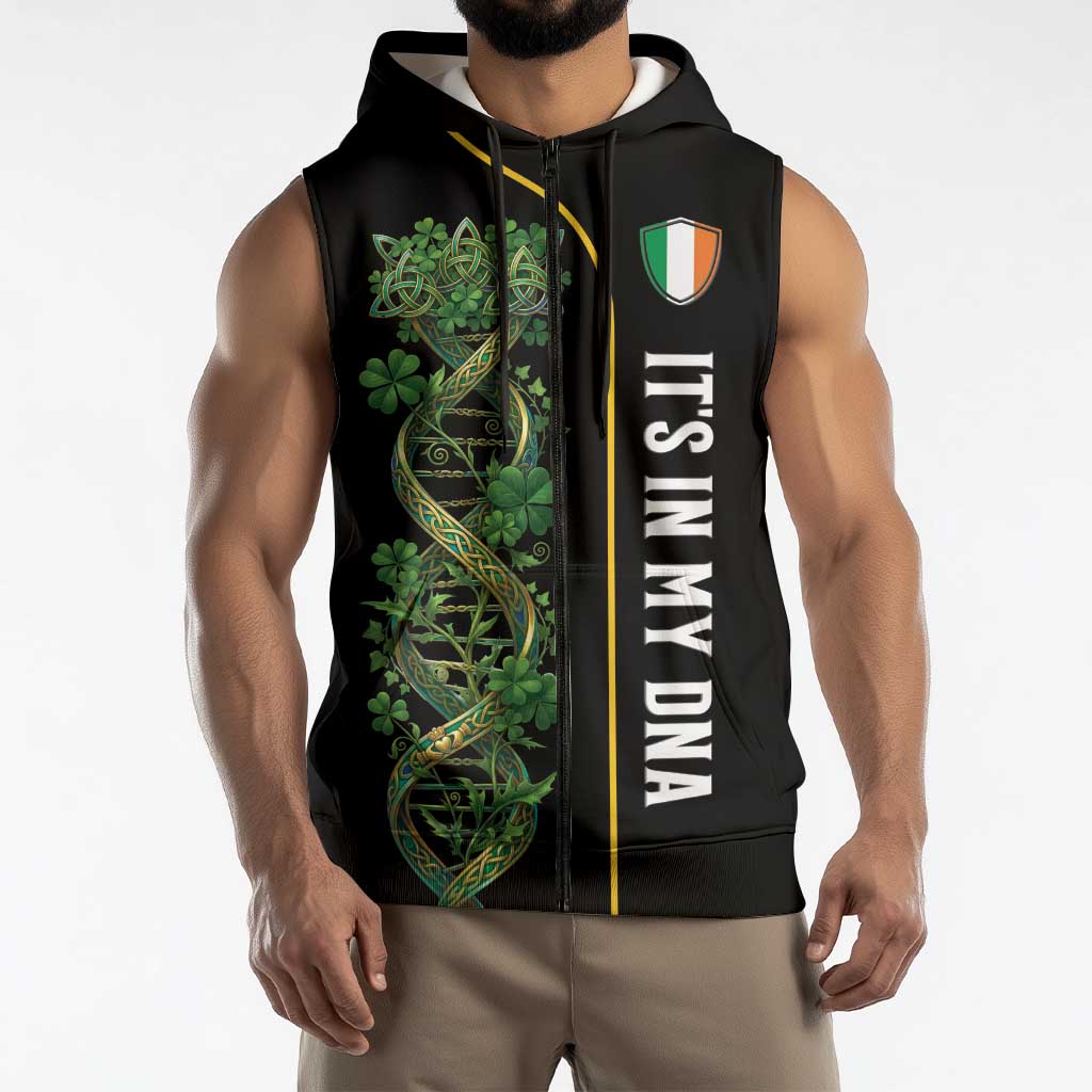 Personalized Irish Shamrock DNA Sleeveless Zip Hoodie It's In My DNA Pride Art