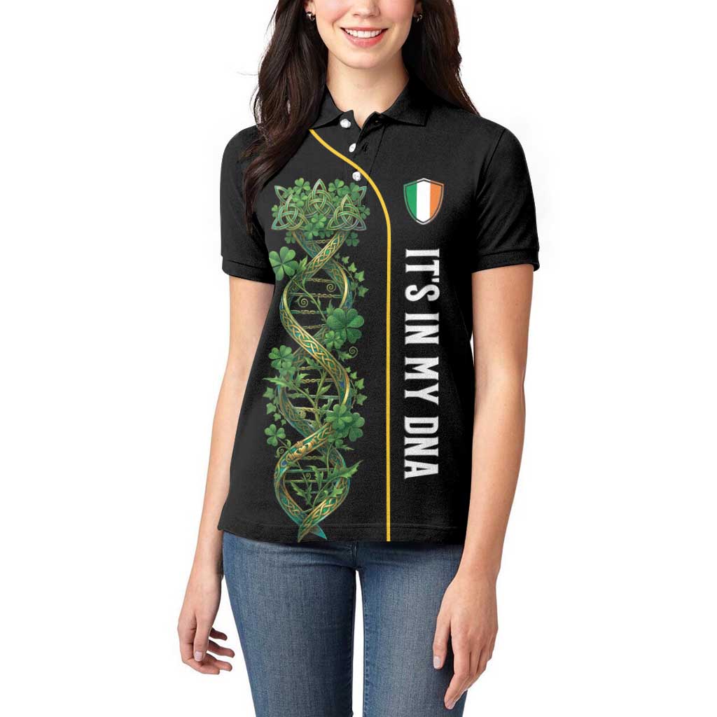 Personalized Irish Shamrock DNA Women Polo Shirt It's In My DNA Pride Art