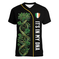 Personalized Irish Shamrock DNA Women V-Neck T-Shirt It's In My DNA Pride Art