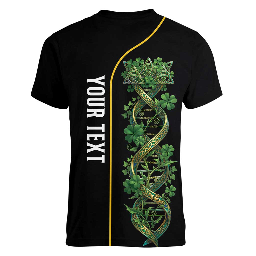 Personalized Irish Shamrock DNA Women V-Neck T-Shirt It's In My DNA Pride Art