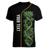 Personalized Irish Shamrock DNA Women V-Neck T-Shirt It's In My DNA Pride Art