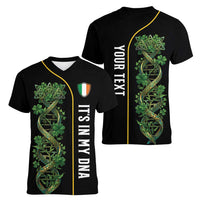 Personalized Irish Shamrock DNA Women V-Neck T-Shirt It's In My DNA Pride Art