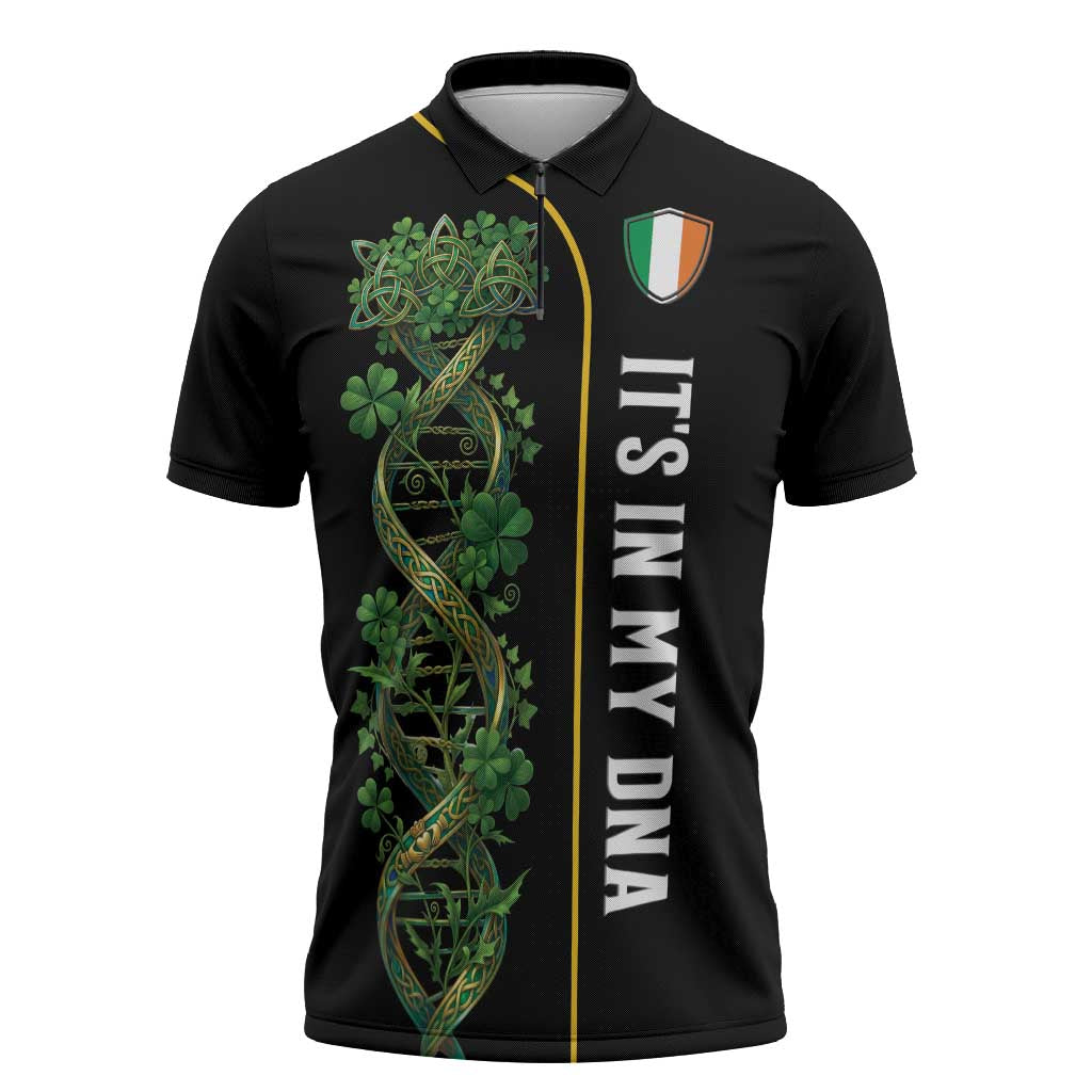 Personalized Irish Shamrock DNA Zipper Polo Shirt It's In My DNA Pride Art