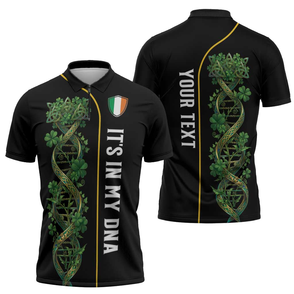 Personalized Irish Shamrock DNA Zipper Polo Shirt It's In My DNA Pride Art