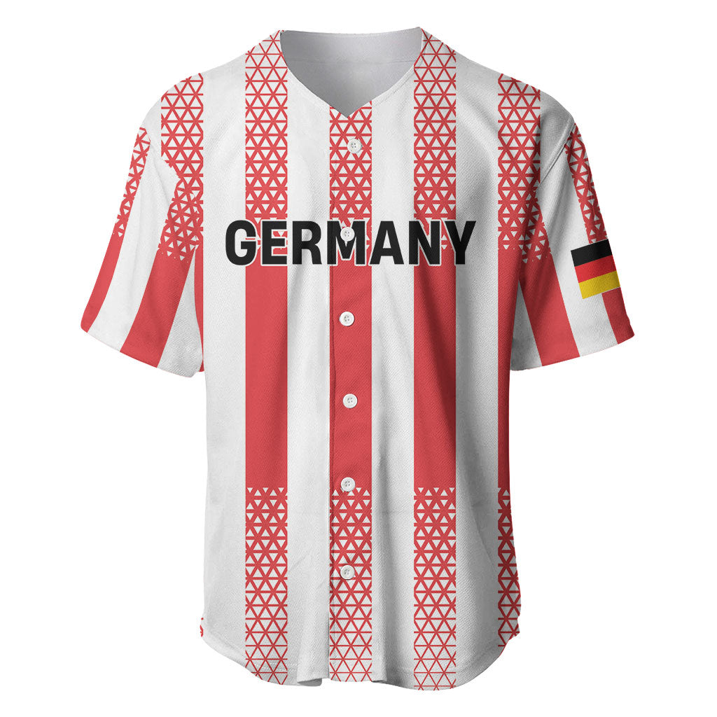 Custom German European Football Champions Baseball Jersey Rot Weiss Geometric Stripes