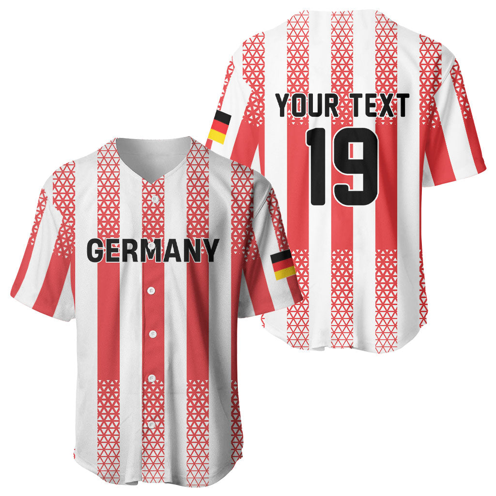 Custom German European Football Champions Baseball Jersey Rot Weiss Geometric Stripes