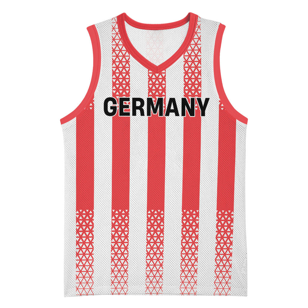 Custom German European Football Champions Basketball Jersey Rot Weiss Geometric Stripes