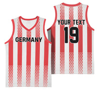 Custom German European Football Champions Basketball Jersey Rot Weiss Geometric Stripes