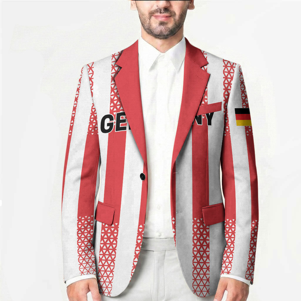 Custom German European Football Champions Blazer Rot Weiss Geometric Stripes