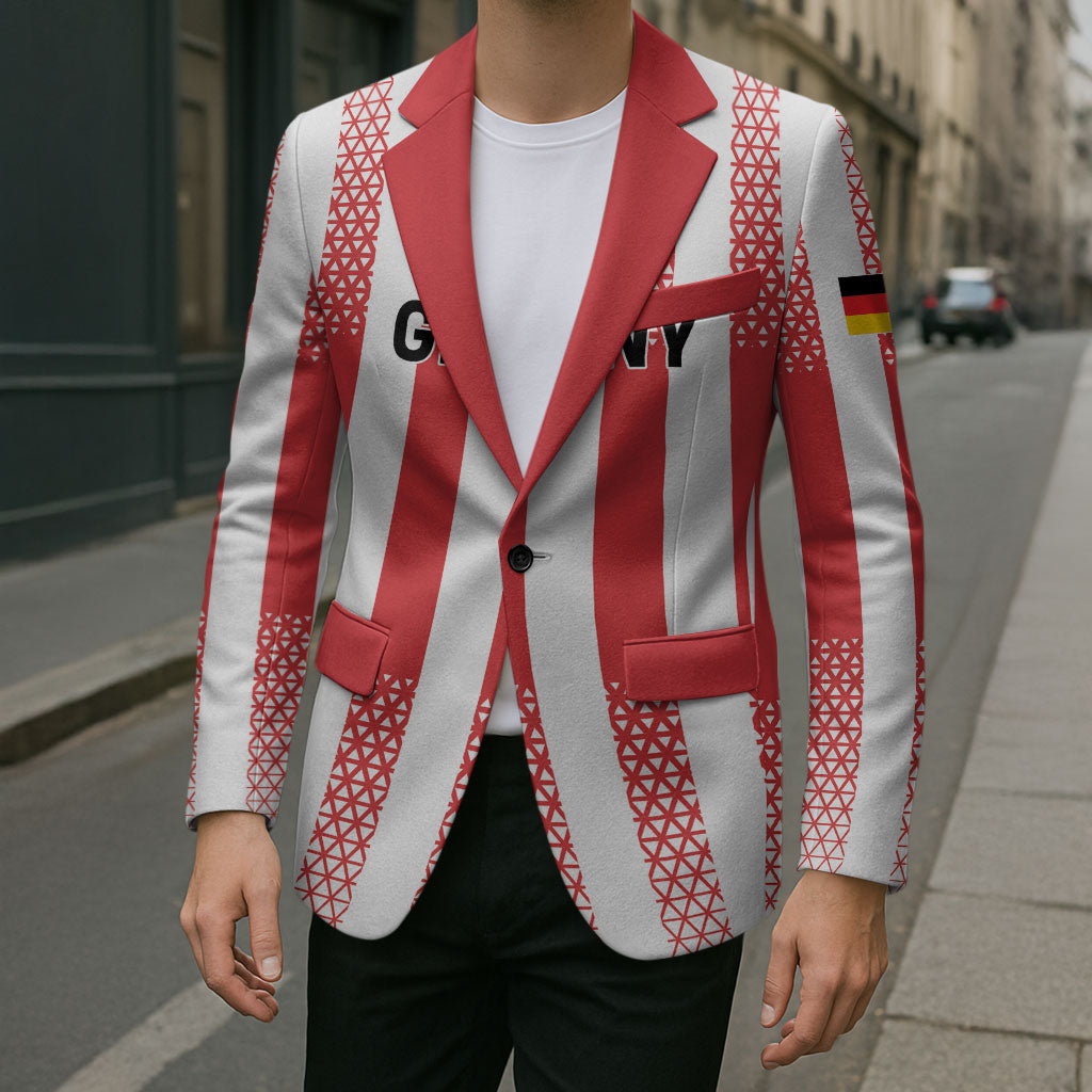 Custom German European Football Champions Blazer Rot Weiss Geometric Stripes