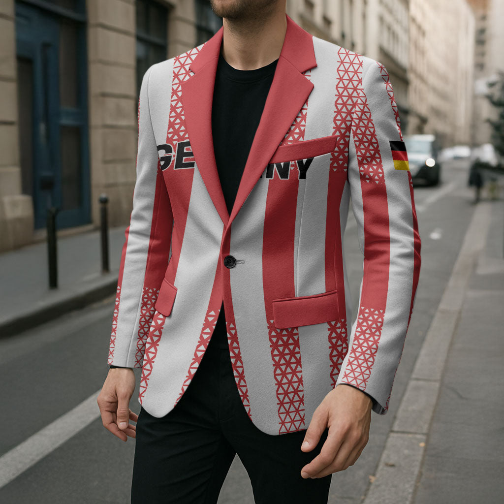 Custom German European Football Champions Blazer Rot Weiss Geometric Stripes