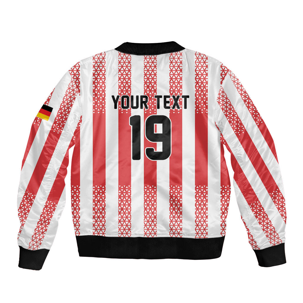 Custom German European Football Champions Bomber Jacket Rot Weiss Geometric Stripes